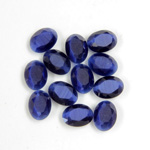 Fiber-Optic Flat Back Stone with Faceted Top and Table - Oval 08x6MM CAT'S EYE BLUE