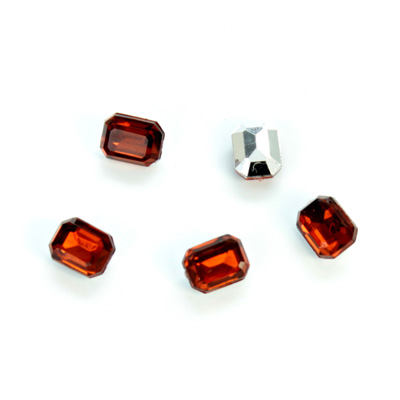 Plastic Point Back Foiled Stone - Cushion Octagon 08x6MM SMOKE TOPAZ