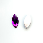 Plastic Flat Back Foiled Rose Cut Rhinestone - Navette 18x8MM AMETHYST