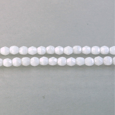 Czech Glass Fire Polish Bead - Round 04MM MOONSTONE WHITE