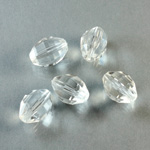 Plastic Bead -  Faceted Oval 12x8MM CRYSTAL