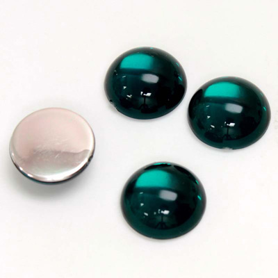 Plastic Flat Back Foiled Cabochon - Round 12MM EMERALD