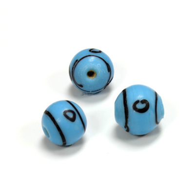 Indian Glass Lampwork Bead - Smooth Round 13MM MATTE TURQUOISE