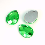 Plastic Flat Back Foiled Rose Cut Rhinestone - Pear 18x13MM PERIDOT