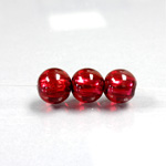 Czech Glass Lampwork Bead - Smooth Round 10MM RUBY SILVER LINED