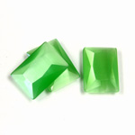 Fiber-Optic Flat Back Stone with Faceted Top and Table - Cushion 18x13MM CAT'S EYE LT GREEN