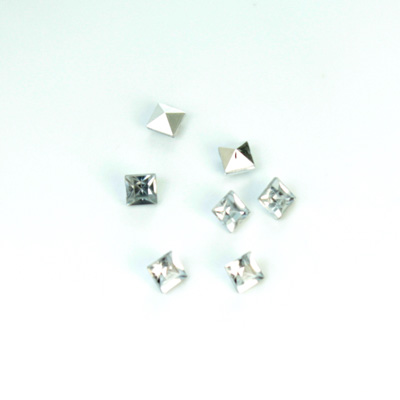 Plastic Point Back Foiled Stone - Square 04x4MM CRYSTAL