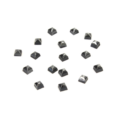 Czech Glass Low Dome Buff Top Cabochon - Square 03x3MM HEMATITE