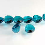 Chinese Cut Crystal Bead - Round Twist 14MM TEAL LUSTER