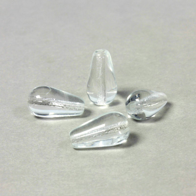 Czech Pressed Glass Bead - Smooth Pear 13x7MM CRYSTAL