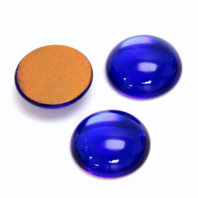 Glass Medium Dome Foiled Cabochon - Round 18MM SAPPHIRE
