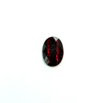 Plastic Flat Back Striped Rauten Rose - Oval 14x10MM DYED RED on BLACK