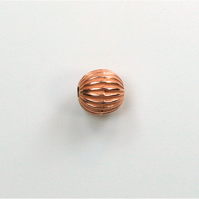 Metalized Plastic Bead - Ribbed Round Melon 08MM COPPER