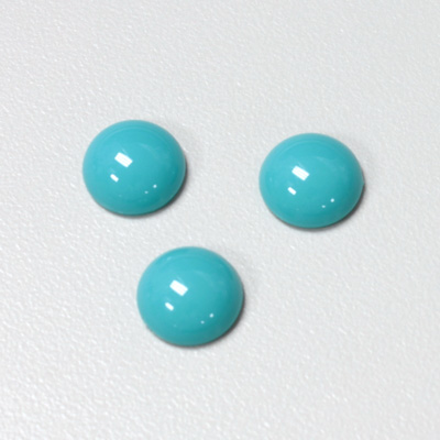 Plastic Flat Back Opaque Cabochon - Round 11MM BRIGHT GREEN TURQUOISE