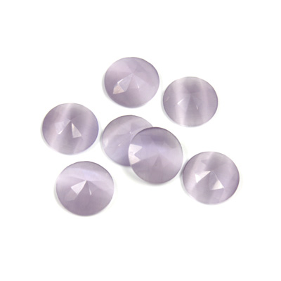 Fiber-Optic Flat Back Cabochon - Rauten Rose Round 09MM CAT'S EYE TANZANITE