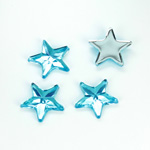 Plastic Flat Back Foiled Rose Cut Rhinestone - Star 15MM AQUA