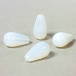 Czech Pressed Glass Bead - Smooth Pear 15x8MM WHITE OPAL