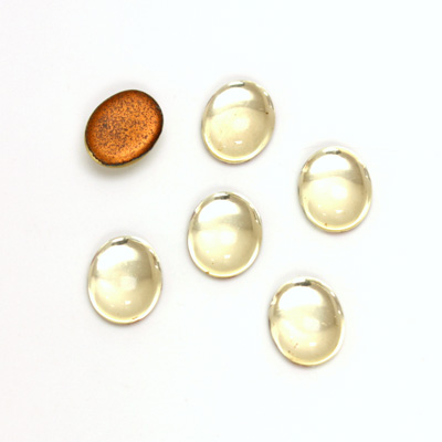 Glass Medium Dome Foiled Cabochon - Oval 10x8MM JONQUIL