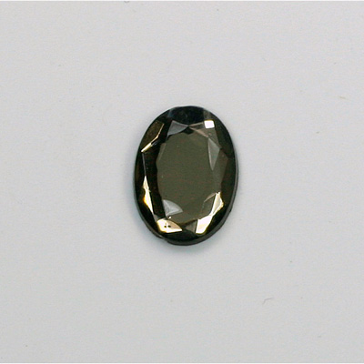 Glass Flat Back Rose Cut Faceted Foiled Stone - Oval 14x10MM BLACK DIAMOND