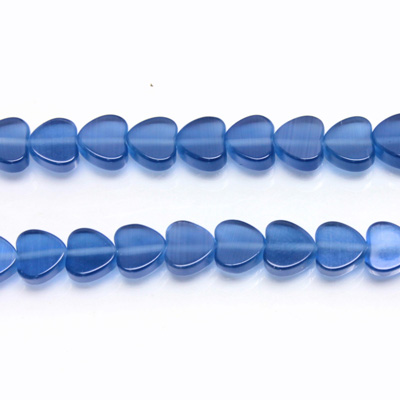 Fiber Optic Synthetic Cat's Eye Bead -  Flat Top Heart 06MM CAT'S EYE BLUE