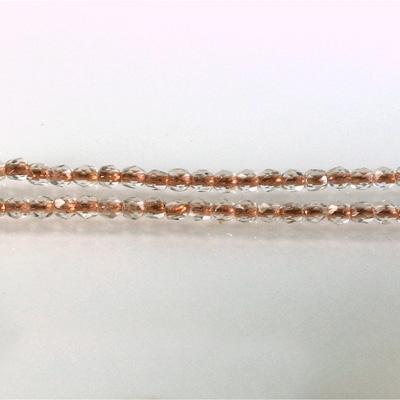 Czech Glass Fire Polish Bead - Round 03MM CRYSTAL COPPER LINE