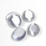 Fiber-Optic Flat Back Stone with Faceted Top and Table - Oval 12x10MM CAT'S EYE LT GREY