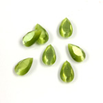 Fiber-Optic Flat Back Stone with Faceted Top and Table - Pear 10x6MM CAT'S EYE OLIVE