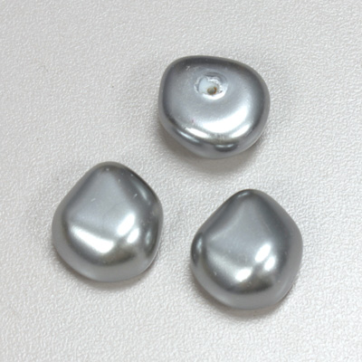 Glass Cabochon Baroque Top Pearl - Potato 18x16MM LT GREY