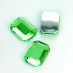 Plastic Flat Back Foiled Rose Cut Rhinestone - Cushion Octagon 18x13MM PERIDOT