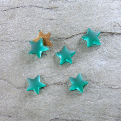 Glass Cabochon - Star 08MM MATTE EMERALD Foiled