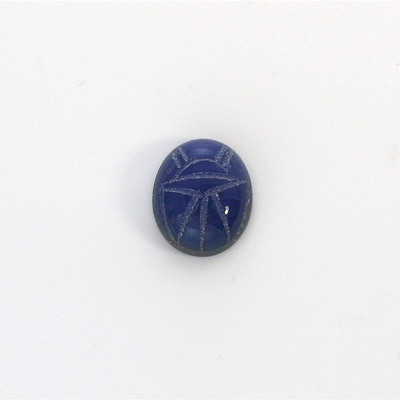 Gemstone Flat Back Carved Scarab 12x10MM BLUE ONYX