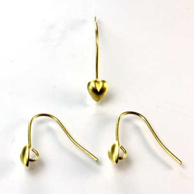 Brass Earwire - Fish Hook with Heart