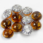 Glass Flat Back Faceted 3/4 Ball - 15MM TOPAZ IRRIDESCENT