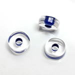 Plastic Bead - Color Lined Smooth Large Hole - Round 5x14MM CRYSTAL BLUE LINE