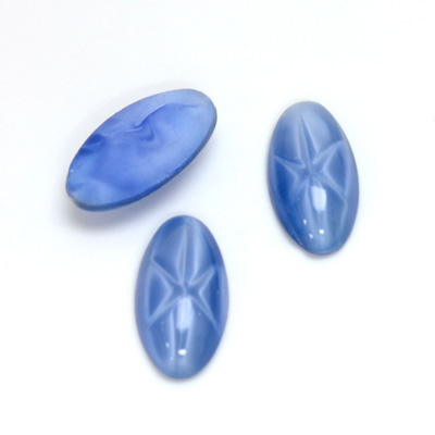 Glass Medium Dome Lampwork Cabochon - Oval 18x9MM STAR SAPPHIRE