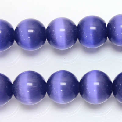 Fiber-Optic Synthetic Bead - Cat's Eye Smooth Round 12MM CAT'S EYE TANZANITE