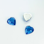 Plastic Flat Back Foiled Rose Cut Rhinestone - Heart 11x10MM SAPPHIRE