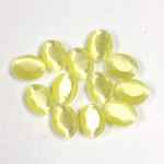 Fiber-Optic Flat Back Stone with Faceted Top and Table - Oval 08x6MM CAT'S EYE YELLOW