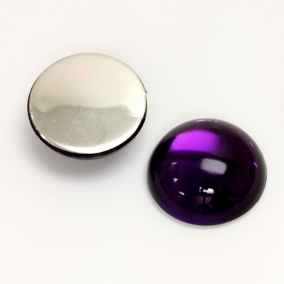 Plastic Flat Back Foiled Cabochon - Round 18MM AMETHYST