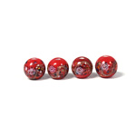 Czech Glass Lampwork Bead - Smooth Round 08MM Flower ON RED (9320)