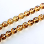Czech Pressed Glass Bead - Smooth Round 08MM SPECKLE COATED AMBER 64858