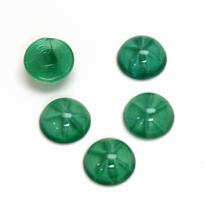 Glass Medium Dome Lampwork Cabochon - Round 11MM STAR EMERALD