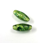 Glass Lampwork Bead - Oval Smooth 20x10MM OLIVENE with FOIL 92497