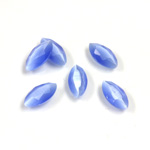 Fiber-Optic Flat Back Stone with Faceted Top and Table - Navette 10x5MM CAT'S EYE LT BLUE