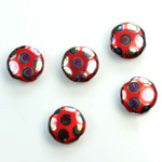 Pressed Glass Peacock Bead - Round 11MM SHINY RED