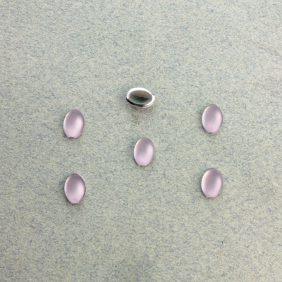 Plastic Flat Back Foiled Cabochon - Oval 06x4MM MATTE LIGHT AMETHYST