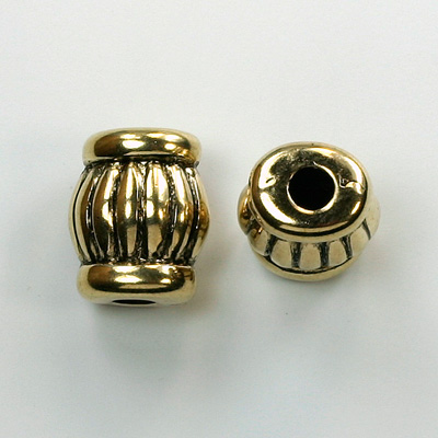 Metalized Plastic Engraved Bead - Fancy 16x11MM ANT GOLD