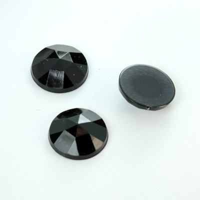 Plastic Flat Back Rauten Rose Rhinestone - Round 15MM JET