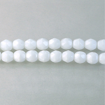 Czech Glass Fire Polish Bead - Round 06MM MOONSTONE WHITE