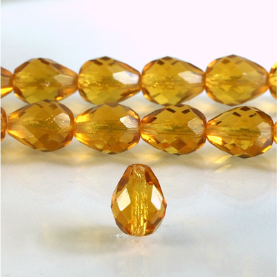 Czech Glass Fire Polish Bead - Pear 13x10MM TOPAZ